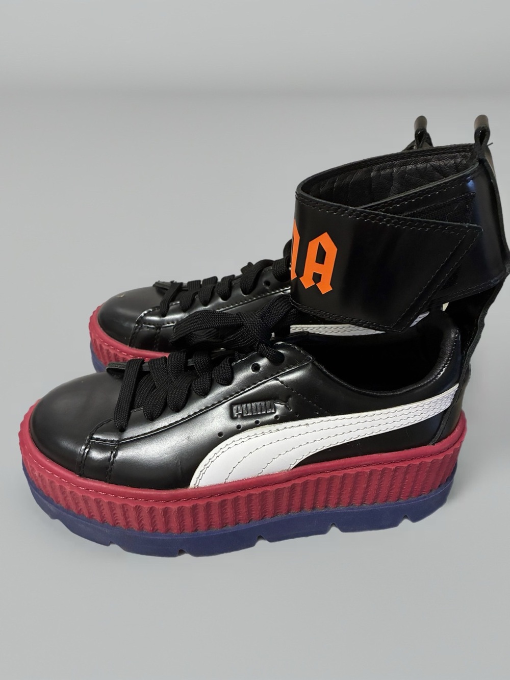 Puma Rhianna Fenty Women’s Black White & Red Platform High-Top Sneakers Size 5.5
